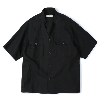 Transform Miltary Band Collar Shirt (Black)