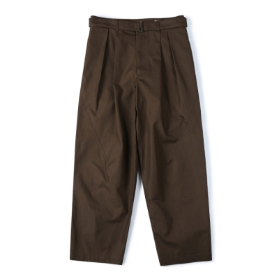 Belted Pleats Jar Pants (Dark Brown)