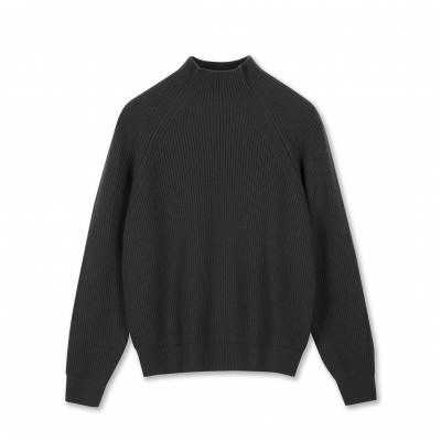 Wool High Neck Knit (Charcoal)