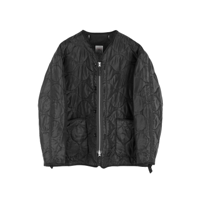 Military Quilted Cardigan - Black